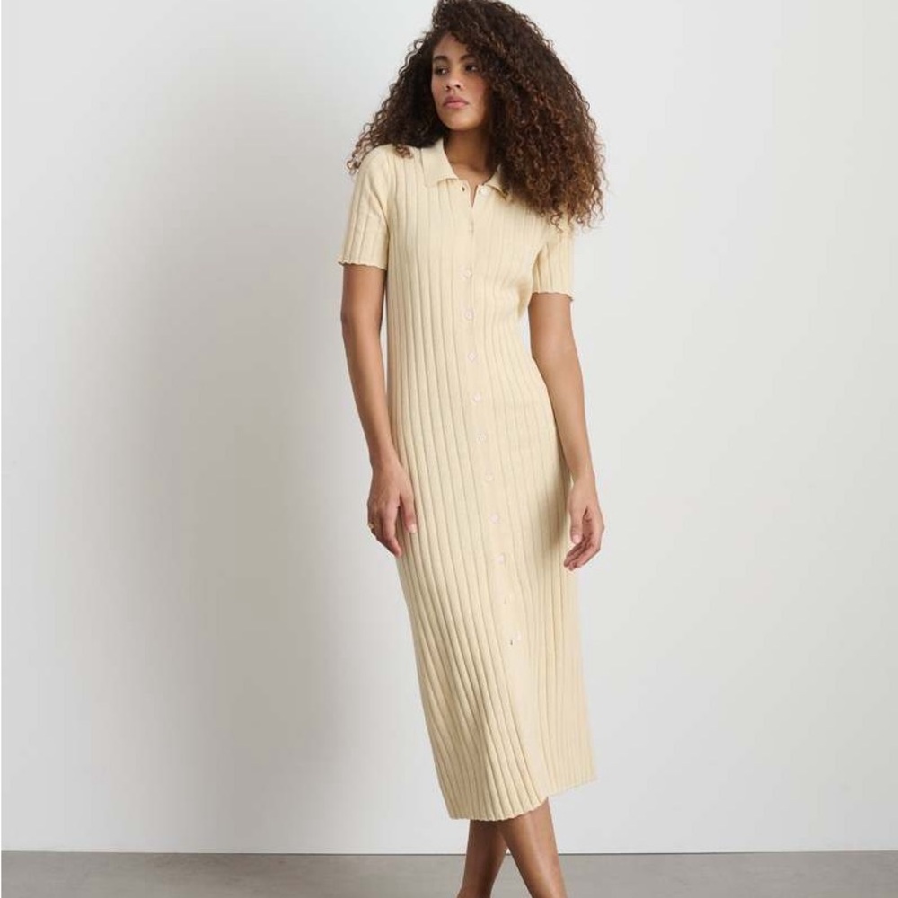 Alex Mill Alice Ribbed Sweater Dress in Ivory